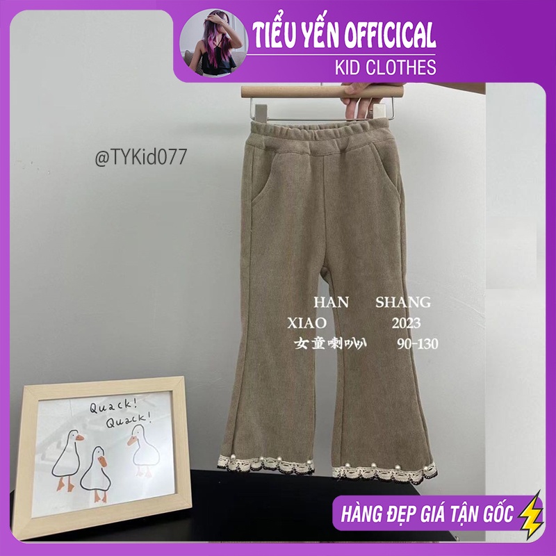 Q077-Quần bé gái, quần nhung ống loe mix đồ style hàn quốc Tiểu Yến KID