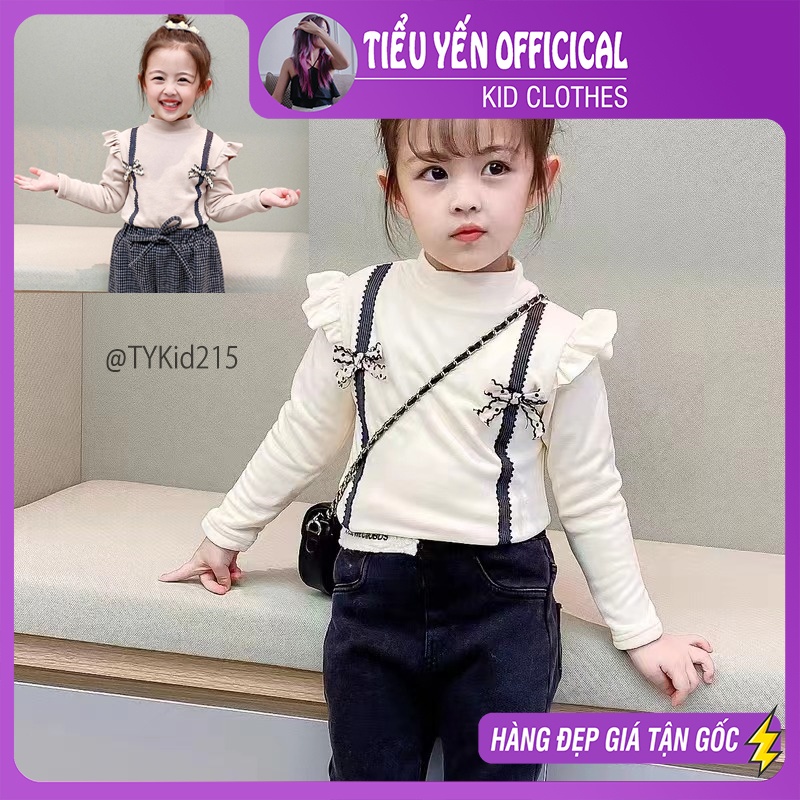 A215-Áo bé gái, áo nỉ giữ nhiệt tiểu thư 2 màu Tiểu Yến KID