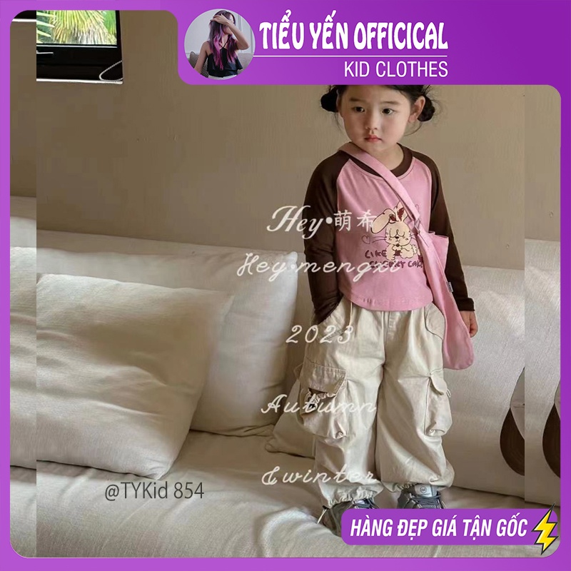 S854-Bộ hiphop thu đông bé gái, áo mix quần túi hộp cá tính Tiểu Yến KID