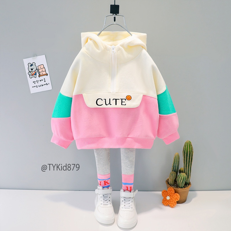 S879-Đồ bộ bé gái, bộ nỉ thu đông bé gái áo hoodie và quần legging Tiểu Yến KID