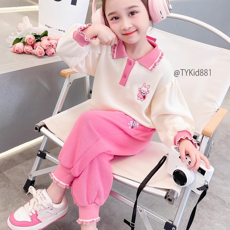 S881-Đồ bộ bé gái, bộ nỉ thu đông bé gái hình thỏ Tiểu Yến KID