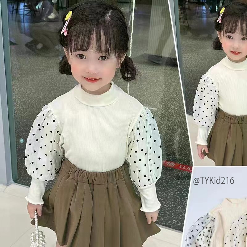 A216-Áo bé gái, áo nỉ giữ nhiệt kiểu dáng tay bồng tiểu thư Tiểu Yến KID