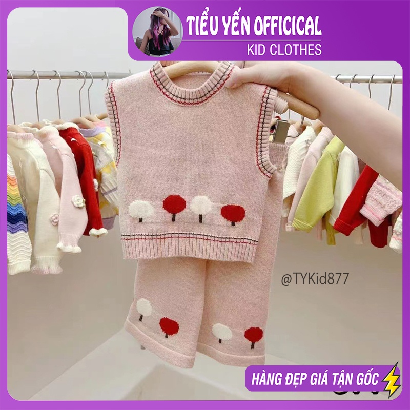 S877-Đồ bộ bé gái, set len cao cấp bé gái, len mềm đanh mịn Tiểu Yến KID