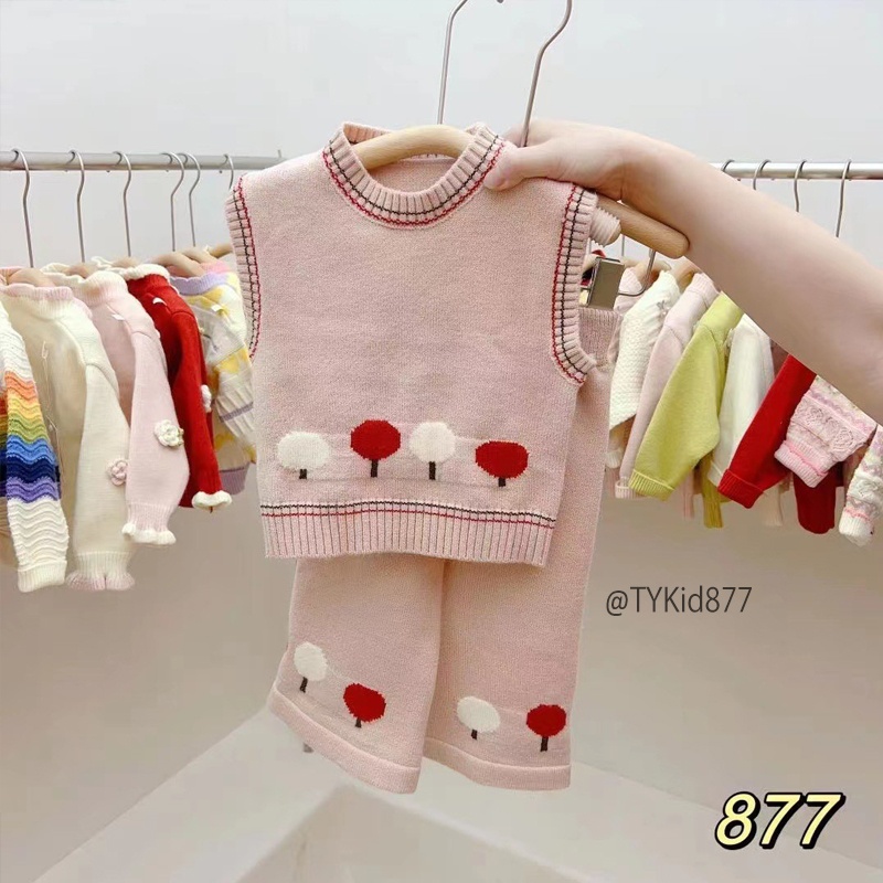 S877-Đồ bộ bé gái, set len cao cấp bé gái, len mềm đanh mịn Tiểu Yến KID