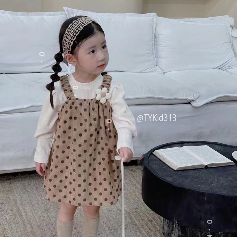 V313-Váy bé gái, Set váy nhung và áo nỉ style hàn quốc Tiểu Yến KID