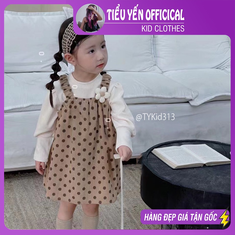 V313-Váy bé gái, Set váy nhung và áo nỉ style hàn quốc Tiểu Yến KID