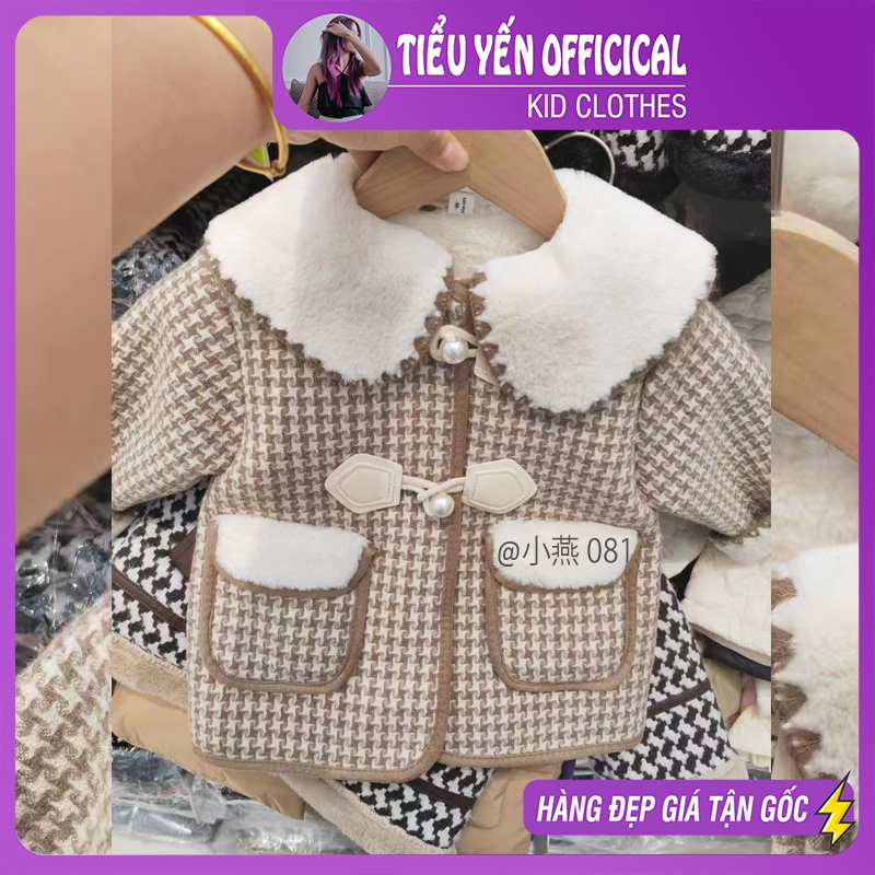 AK081-Áo khoác bé gái, áo khoác dạ style hàn quốc lót lông dày ấm Tiểu Yến KID