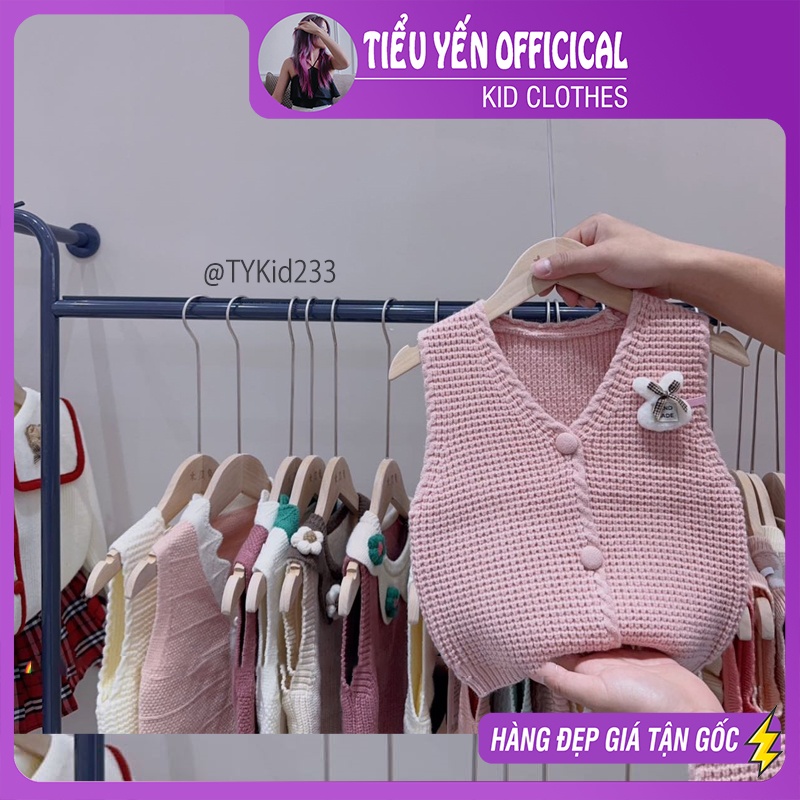 A233-Áo len bé gái, áo gile len thỏ hồng Tiểu Yến KID