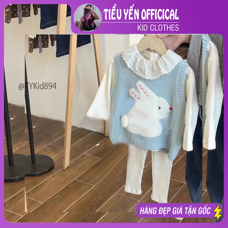 S894-Đồ bộ bé gái, set 3 chi tiết cao cấp áo gile, áo nỉ và quần legging Tiểu Yến KID