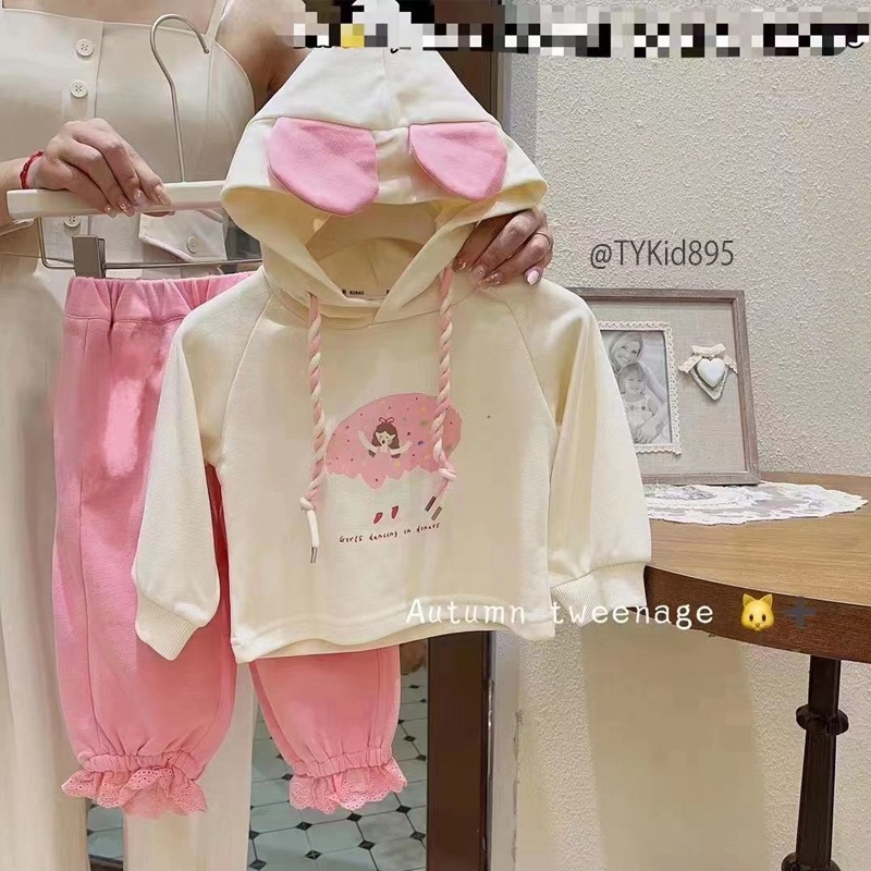 S895-Đồ bộ bé gái, bộ nỉ thu đông áo hoodie và quần nỉ bo gấu Tiểu Yến KID