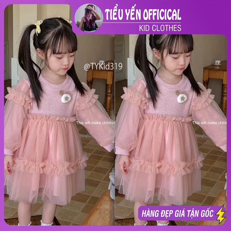 V319-Váy công chúa bé gái, váy bé gái voan mềm kèm tag thỏ Tiểu Yến KID