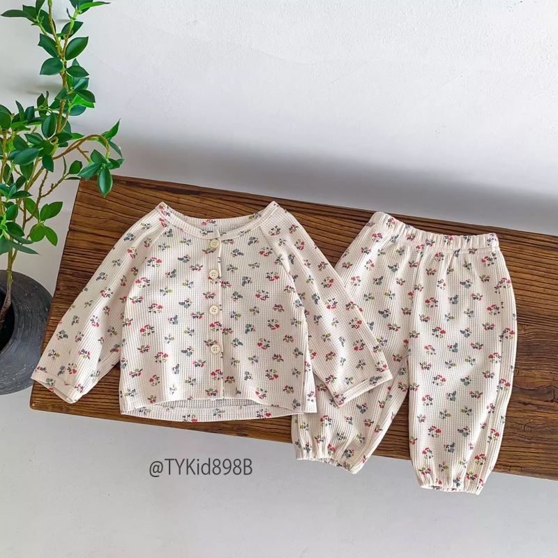 S898-Đồ bộ mặc nhà cho bé, bộ nỉ tổ ong họa tiết style hàn quốc Tiểu Yến KID