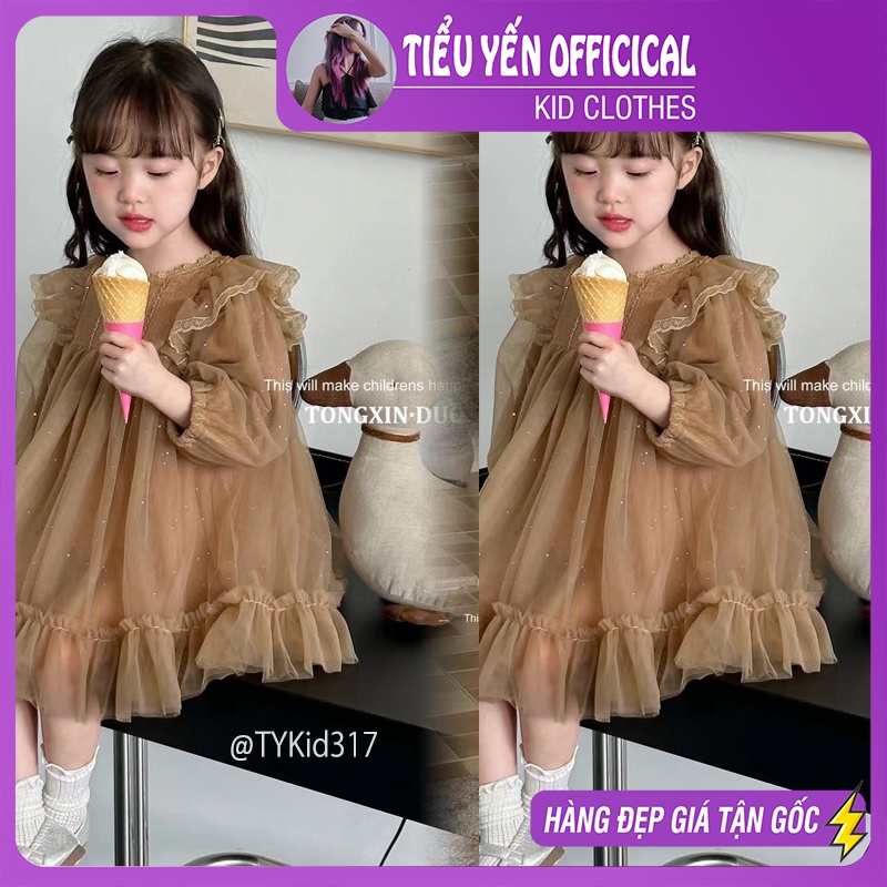 V317-Váy công chúa, váy thu đông chất voan cao cấp mềm mại Tiểu Yến KID