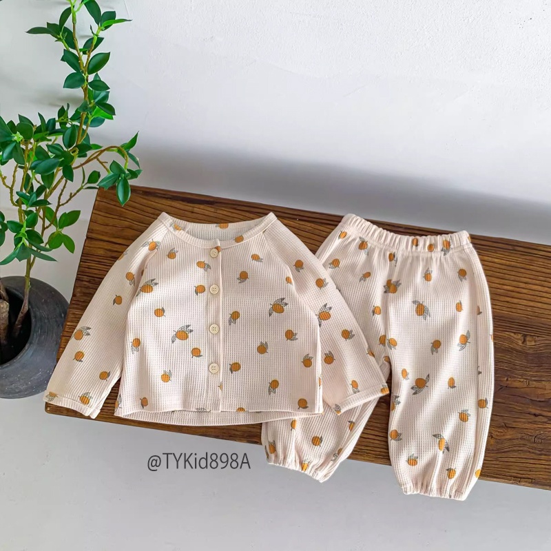 S898-Đồ bộ mặc nhà cho bé, bộ nỉ tổ ong họa tiết style hàn quốc Tiểu Yến KID