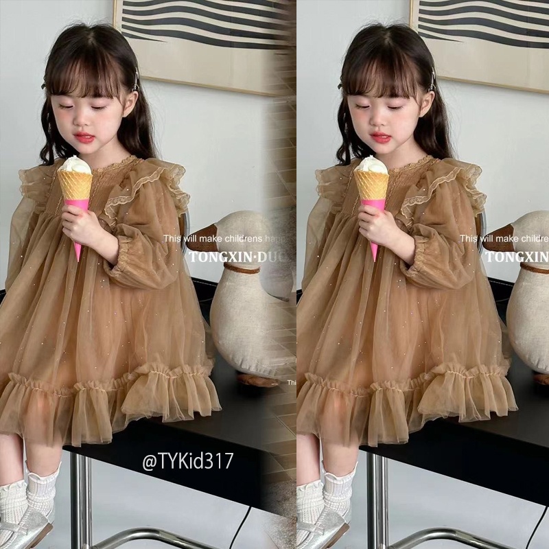 V317-Váy công chúa, váy thu đông chất voan cao cấp mềm mại Tiểu Yến KID