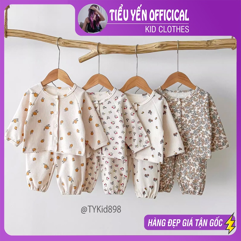 S898-Đồ bộ mặc nhà cho bé, bộ nỉ tổ ong họa tiết style hàn quốc Tiểu Yến KID