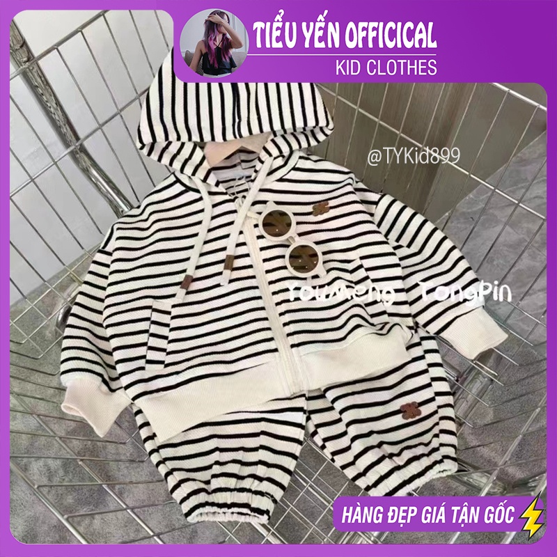 S899-Đồ bộ cho bé, bộ áo khoác và quần nỉ họa tiết kẻ Tiểu Yến Kid