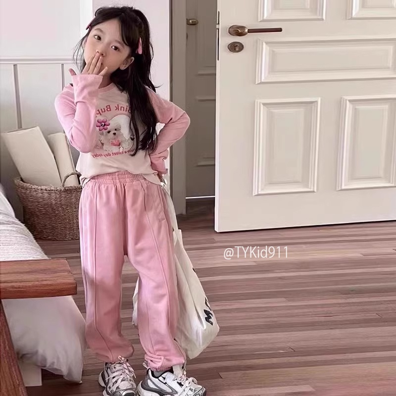 S911-Đồ bộ bé gái, set nỉ hồng kiểu dáng thể thao năng động Tiểu Yến KID