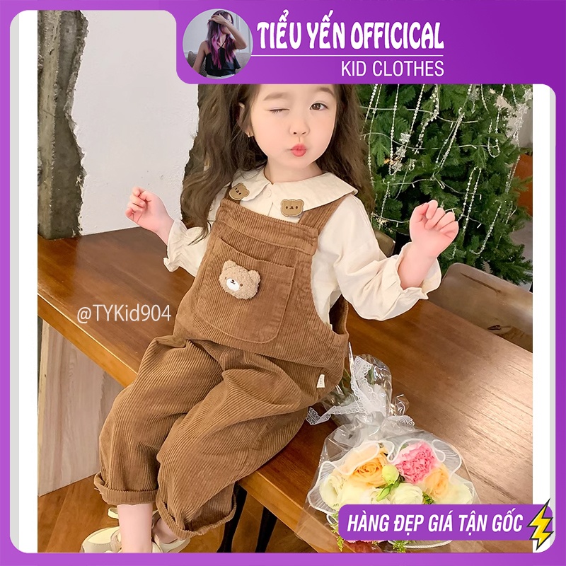 S904-Yếm bé gái, yếm nhung gấu nâu và sơ mi Tiểu Yến KID