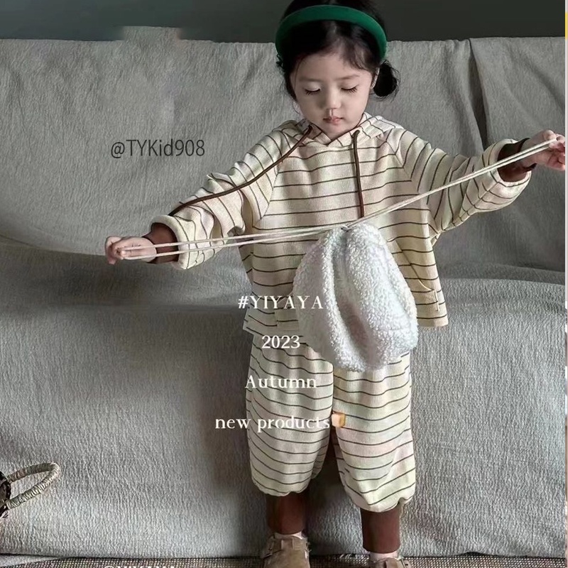 S908-Đồ bộ thu đông bé trai bé gái, set nỉ tăm áo hoodie và quần bo gấu Tiểu Yến KID