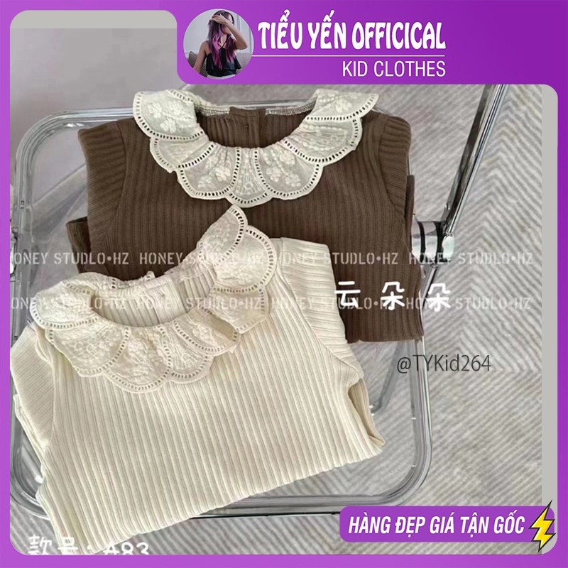 A264-Áo nỉ thu đông bé gái style hàn quốc, nỉ tăm mềm 2 màu kem, nâu Tiểu Yến KID