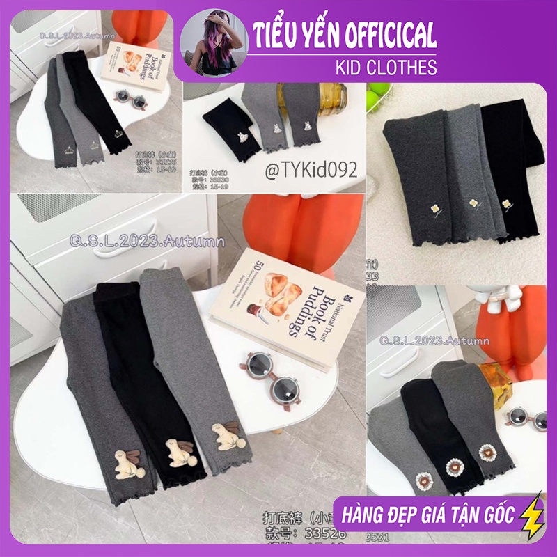 Q092-Quần legging bé gái, chất nỉ tăm mềm co giãn thoải mái 3 màu đen, xám đậm, xám nhạt Tiểu Yến KID