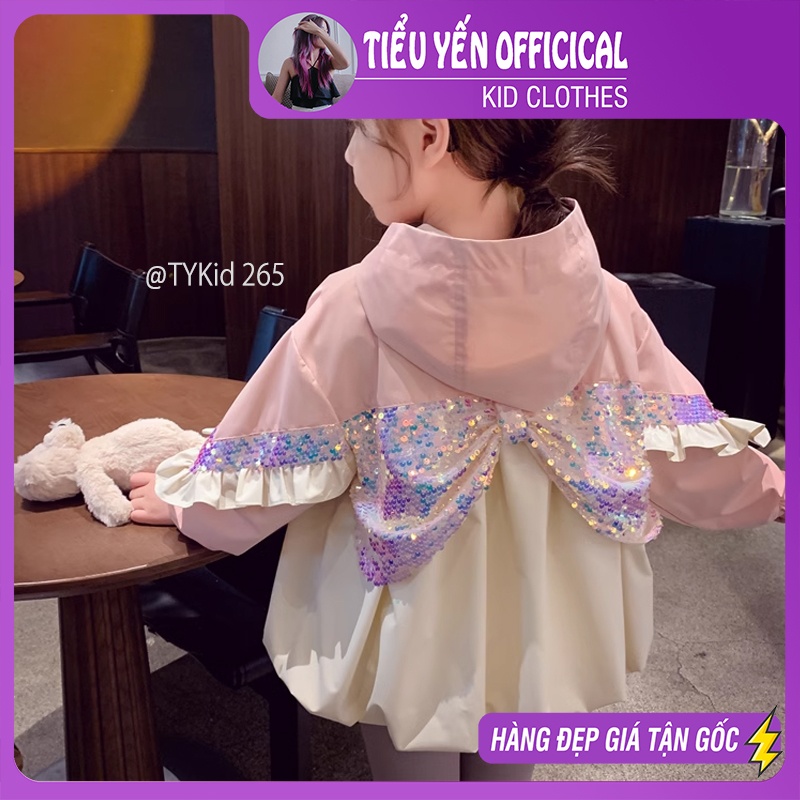 AK265-Áo khoác bé gái, áo khoác kiểu dáng dễ thương có cánh đính cườm Tiểu Yến KID