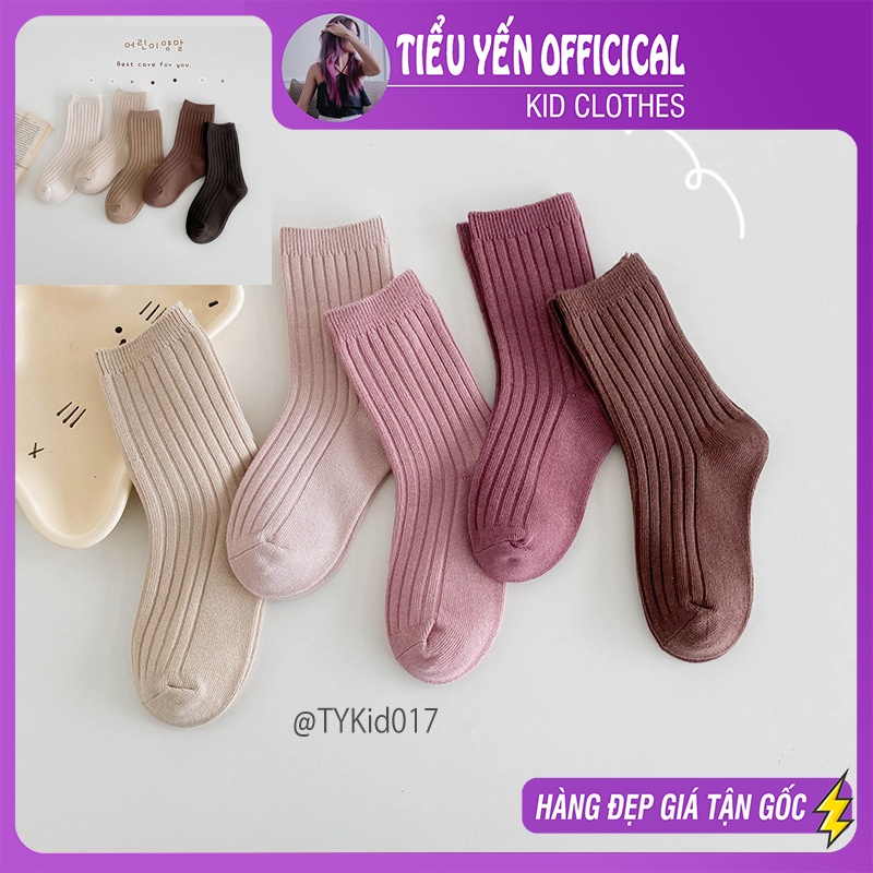 TA017-Tất trẻ em, set 5 đôi tất cao cổ đi đến bắp chân, 2 màu cho bé trai gái 1-12 tuổi Tiểu Yến KID