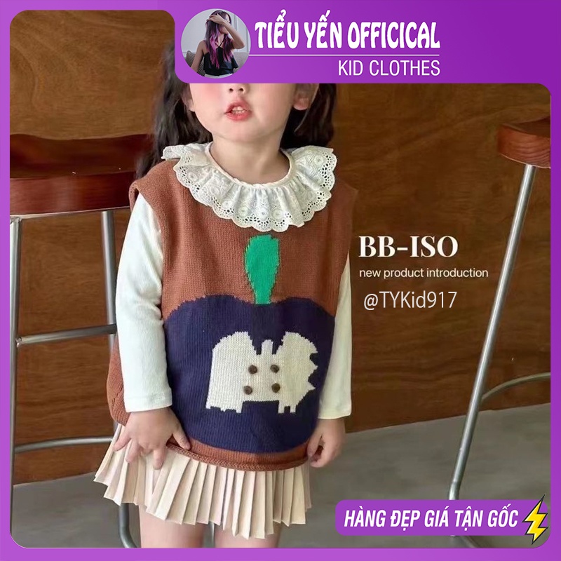 S917-Đồ bộ đi chơi bé gái, set 3 chi tiết cao cấp áo sơ mi, gile len và chân váy Tiểu Yến KID