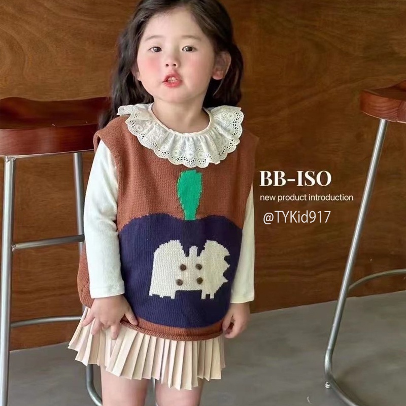 S917-Đồ bộ đi chơi bé gái, set 3 chi tiết cao cấp áo sơ mi, gile len và chân váy Tiểu Yến KID