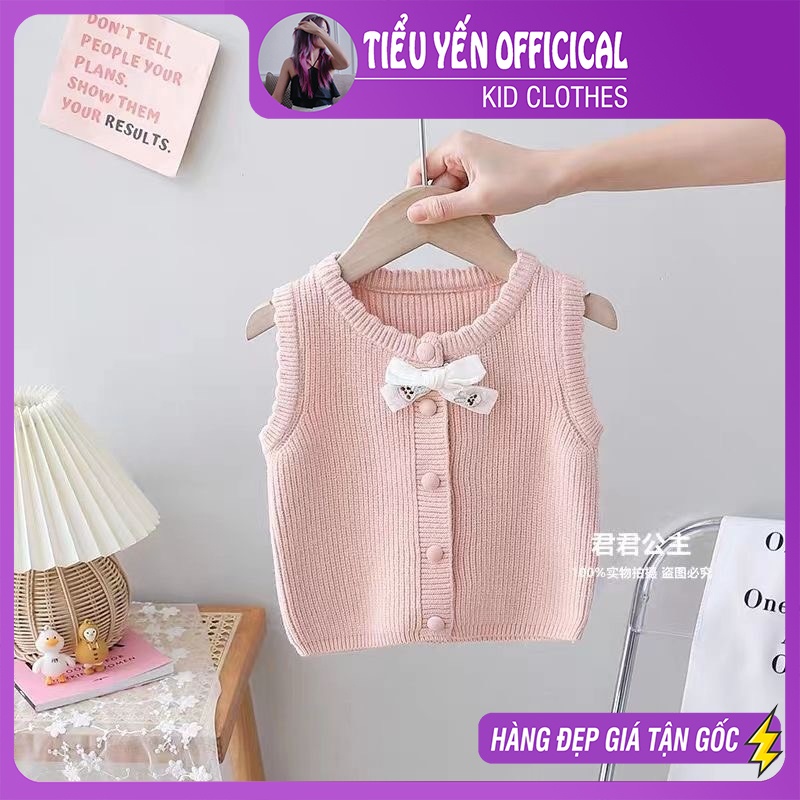 A267-Áo len bé gái, gile len hồng tai thỏ sau lưng Tiểu Yến KID