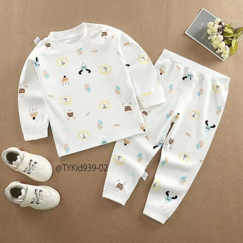 S939-Bộ cotton dài tay cho bé, vải mềm họa tiết hoạt hình dễ thương Tiểu Yến KID