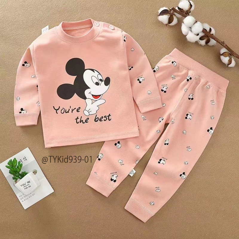 S939-Bộ cotton dài tay cho bé, vải mềm họa tiết hoạt hình dễ thương Tiểu Yến KID