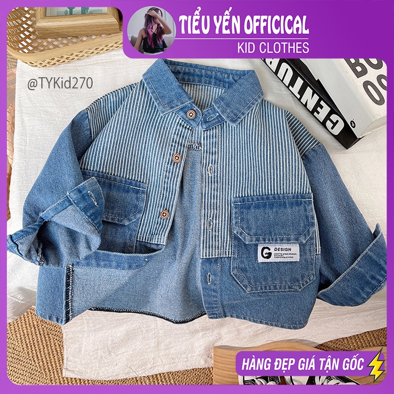 A270-Áo sơ mi denim bé trai siêu chất, vải jean mềm Tiểu Yến KID