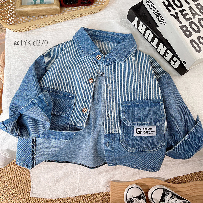 A270-Áo sơ mi denim bé trai siêu chất, vải jean mềm Tiểu Yến KID