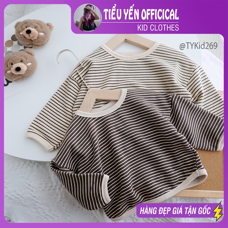 A269-Áo nỉ thu đông cho bé, chất nỉ da cá 2 màu kẻ style hàn quốc Tiểu Yến KID