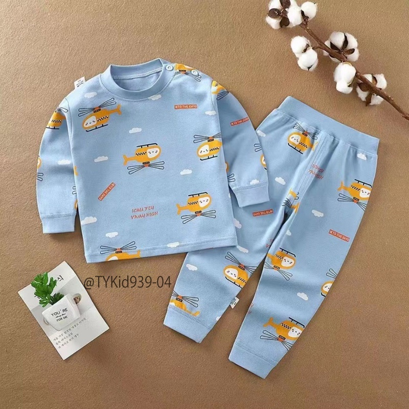 S939-Bộ cotton dài tay cho bé, vải mềm họa tiết hoạt hình dễ thương Tiểu Yến KID