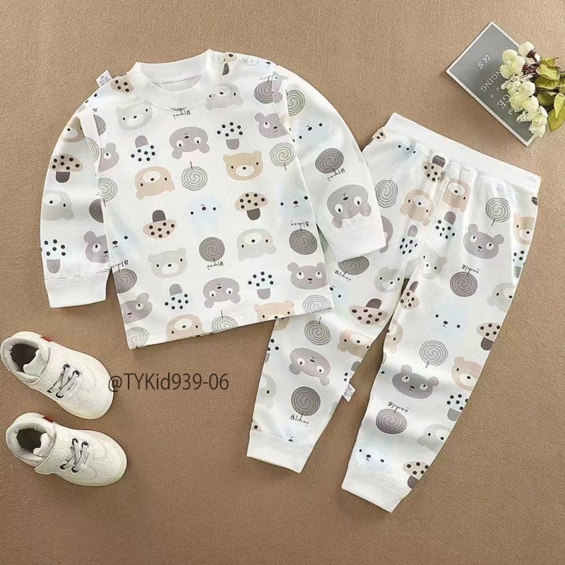 S939-Bộ cotton dài tay cho bé, vải mềm họa tiết hoạt hình dễ thương Tiểu Yến KID