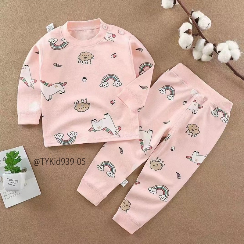 S939-Bộ cotton dài tay cho bé, vải mềm họa tiết hoạt hình dễ thương Tiểu Yến KID