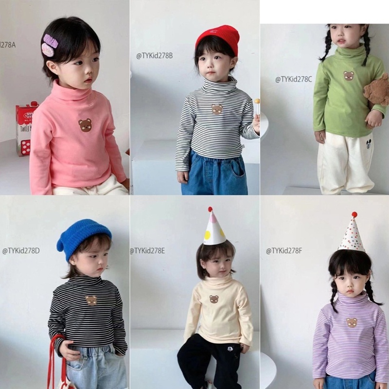 A278-Áo nỉ giữ nhiệt bé trai bé gái cổ gấp 6 màu vải nỉ mềm co giãn Tiểu Yến KID