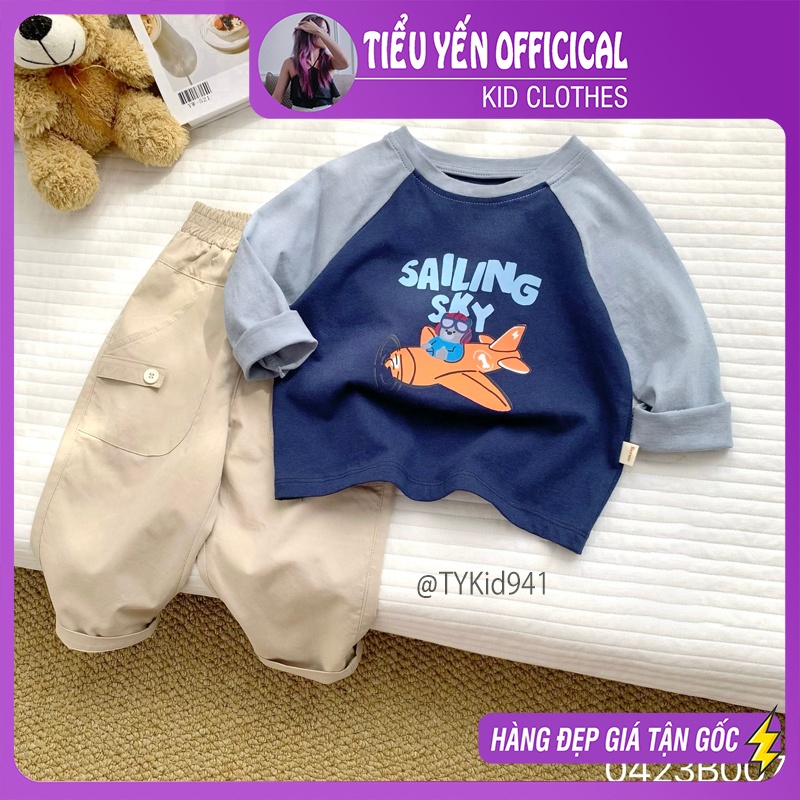 S941-Đồ bộ be trai, set áo thun và quần kaki Tiểu Yến KID