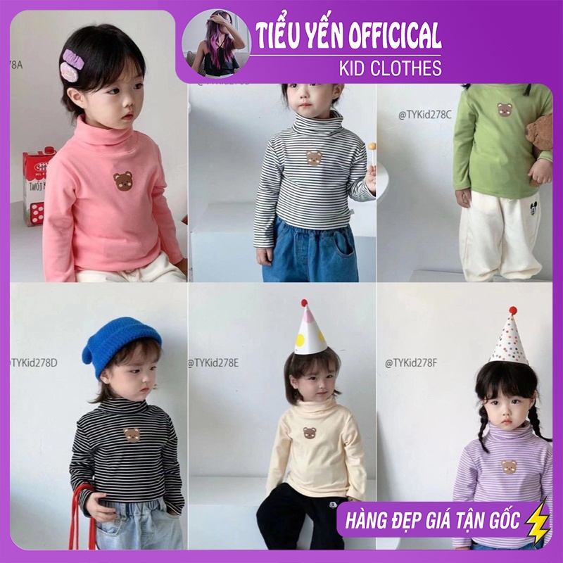 A278-Áo nỉ giữ nhiệt bé trai bé gái cổ gấp 6 màu vải nỉ mềm co giãn Tiểu Yến KID