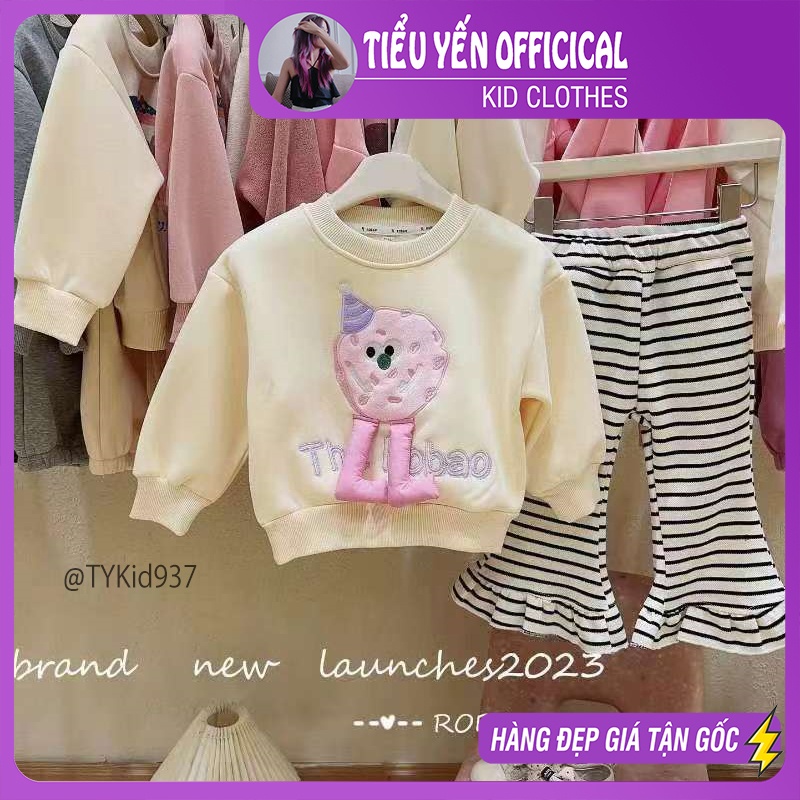 S937-Độ nỉ thu đông bé gái, áo nỉ và quần loe Tiểu Yến KID