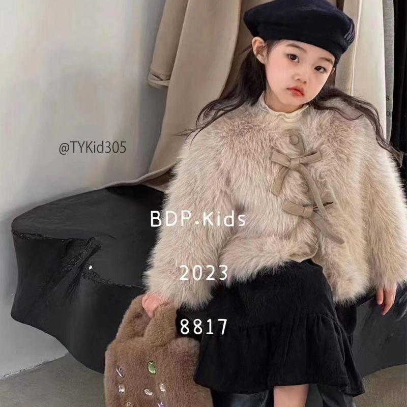 AK305-Áo khoác lông cao cấp bé gái, lông mềm mịn ấm áp không rụng Tiểu Yến KID