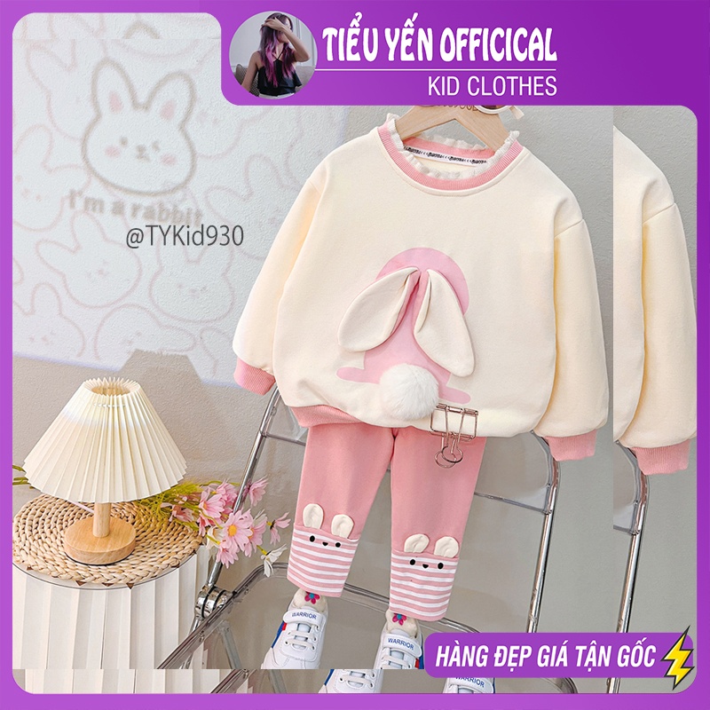 S930-Đồ bộ nỉ thu đông bé gái, áo nỉ thỏ và quần legging Tiểu Yến KID