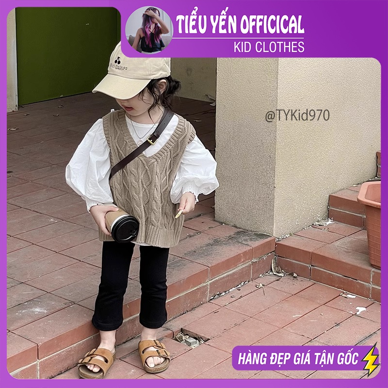 S970-Quần áo cao cấp bé gái phong cách hàn quốc, 3 chi tiết sơ mi, gile len và quần Tiểu Yến KID