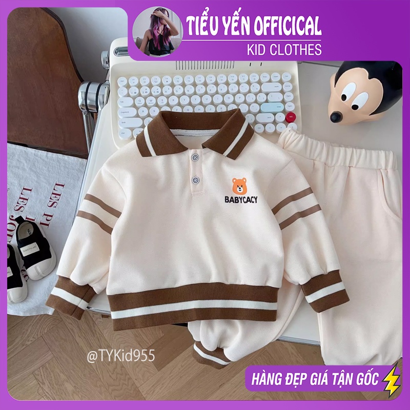 S955-Bộ nỉ thu đông bé trai, chất nỉ dày dặn Tiểu Yến KID