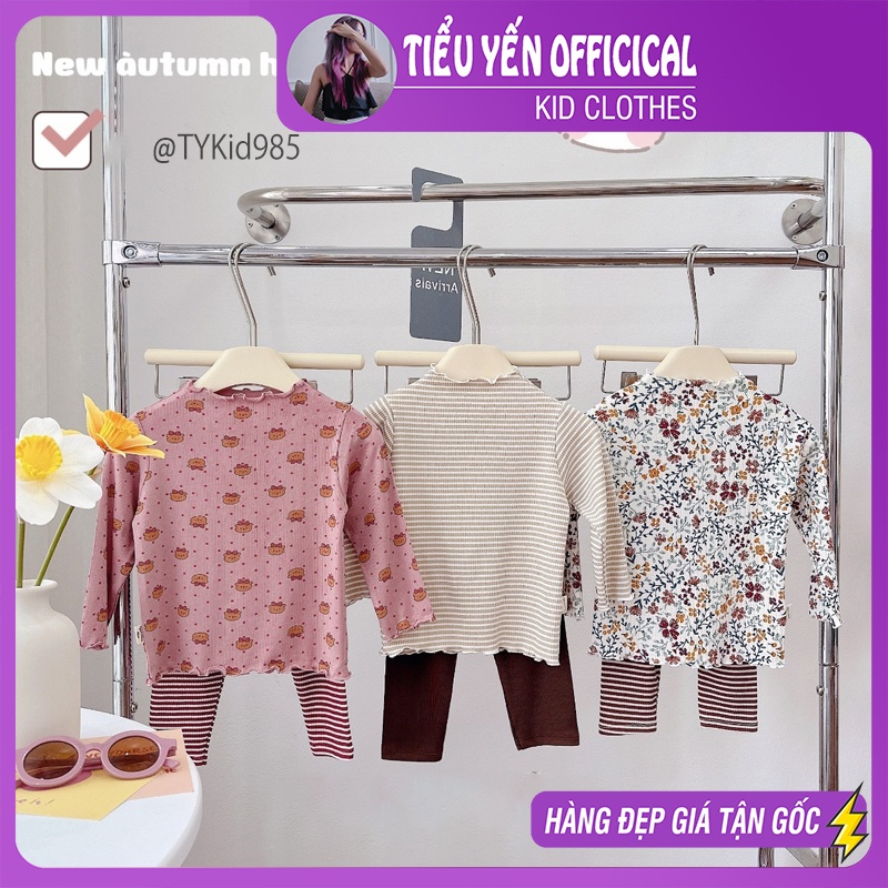 S985-Đồ bộ mặc nhà bé gái, áo mix quần legging chất mềm co giãn họa tiết ngẫu nhiên Tiểu Yến KID