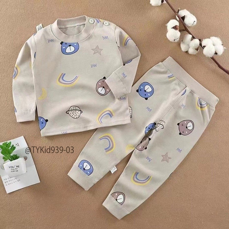 S939-Bộ cotton dài tay cho bé, vải mềm họa tiết hoạt hình dễ thương Tiểu Yến KID