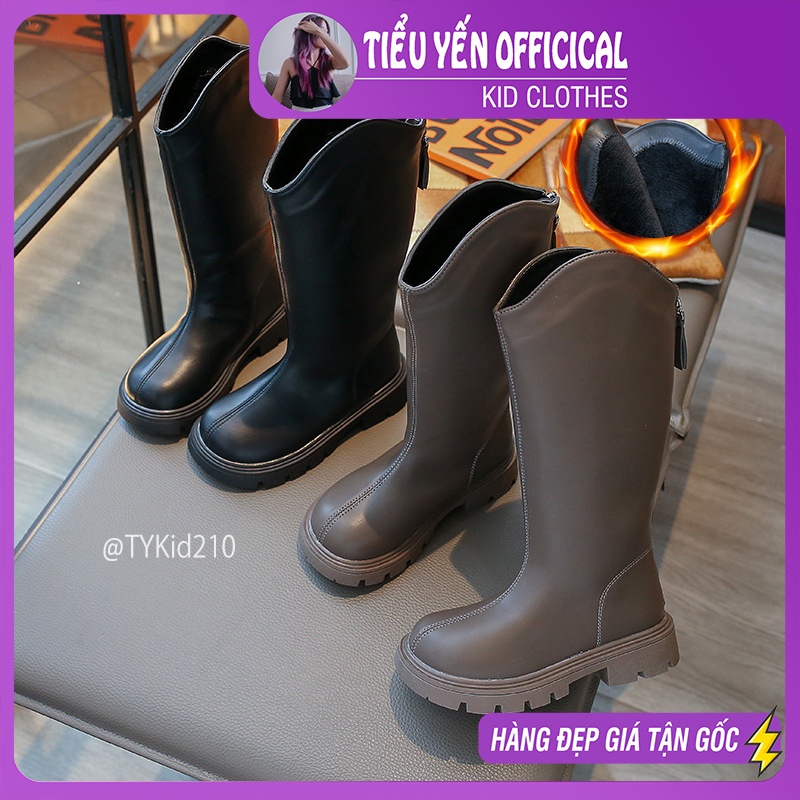 G210-Boot cao cổ bé gái, cổ V da mềm có lót nỉ size 27-37 Tiểu Yến KID